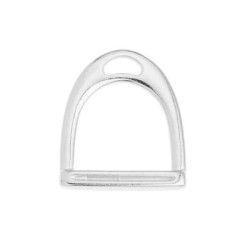 Pampille étrier de 23mm en métal plaqué argent 10 microns blanc brillant