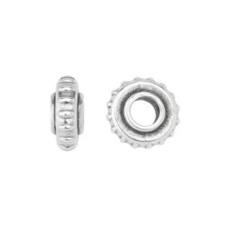 Perle tranche tribale de 13mm avec gros trou en métal placage argent