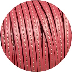 Cuir plat 5mm couture rose malabar vendu à la coupe au cm