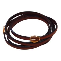 Petit passant cauri couleur or pour cuir plat de 5mm