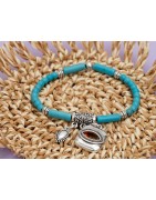 Hanger tube ethnique en zamak placage argent avec 3 accroches