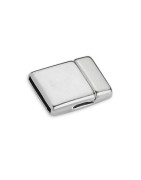 Fermoir magnétique lisse placage argent pour cuir plat de 15mm