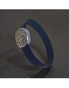 Fermoir magnetique ovale  gravé mandala pour cuir plat de 10mm