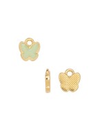 Pampille papillon émaillée vert opaline en métal couleur or