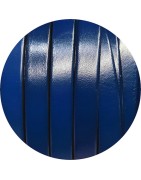 Cuir plat de 10mm bleu marine avec bords noirs en vente au cm