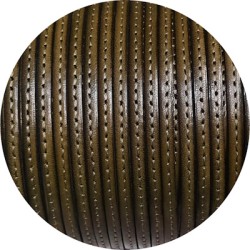 Cuir plat de 5mm kaki foncé couture au ton en vente au cm