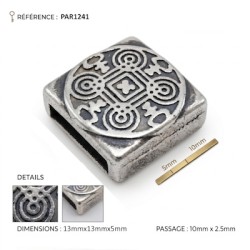 Passant carré motif Celte pour cuir plat de 10mm