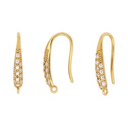 Boucle d'oreille design avec strass et une accroche en métal couleur or
