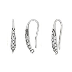 Boucle d'oreille design avec strass et une accroche en métal placage argent