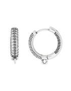 Boucle d'oreille ronde avec double rangée de strass  et une accroche placage argent