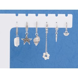 Boucle d'oreille ronde avec 3 accroches en métal placage argent
