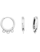 Boucle d'oreille ronde avec 3 accroches en métal placage argent