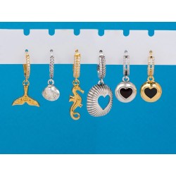 Boucle d'oreille en forme de goutte avec 3 accroches en métal placage argent
