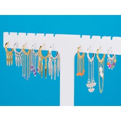 Boucle d'oreille en forme de goutte avec 3 accroches en métal placage argent