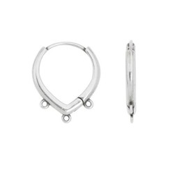 Boucle d'oreille en forme de goutte avec 3 accroches en métal placage argent