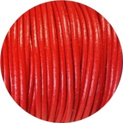 Cordon de cuir rond couleur corail-2mm-Espagne