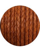 Cordon de cuir rond tresse 3mm fauve-vente au cm