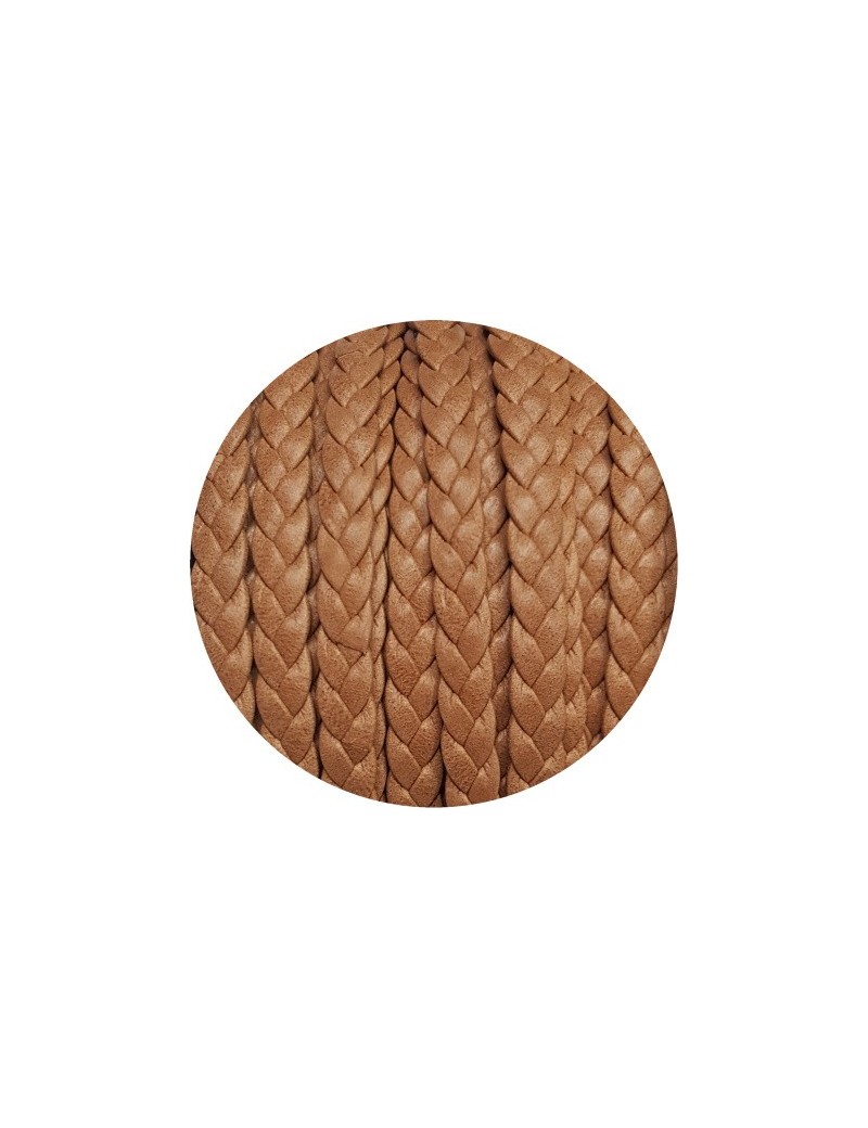 Cuir plat tressé de 7mm camel en vente au cm