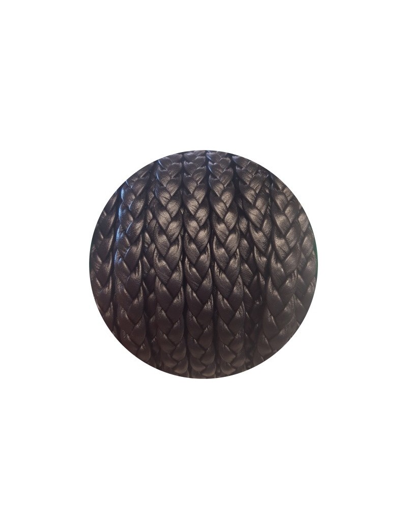 Cuir plat tressé de 7mm noir en vente au cm