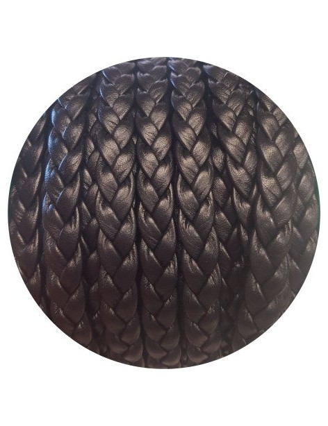 Cuir plat tressé de 7mm noir en vente au cm