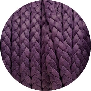 Cuir plat tressé de 7mm lilas vendu au mètre