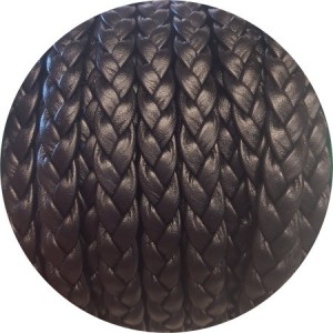 Cuir plat tressé de 7mm noir vendu au mètre