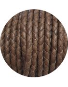 Cordon de cuir rond tressé de 5mm bison en vente au cm