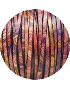 Cuir plat 3mm fantaisie imprimé graffiti violet en vente au cm