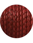 Cordon de cuir rond tresse 3mm rouge soutenu-vente au cm