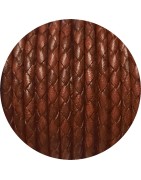 Cordon de cuir rond tresse 3mm armagnac en vente au cm