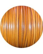 Cordon de cuir plat 3mm de couleur orange brulée-vente au cm