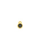 Pendentif rond de 9mm bombé en métal couleur or émaillé glitter noir