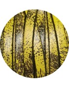 Cuir plat 5mm imprimé jaune fluo motifs noirs en vente au cm