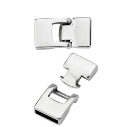 Fermoir crochet lisse à emboitement pour cuir plat de 10mm