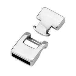 Fermoir crochet lisse à emboitement pour cuir plat de 10mm
