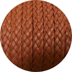 Cordon de cuir plat tresse 10mm marron camel vendu au mètre