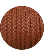 Cordon de cuir plat tresse 5mm marron camel vendu au mètre