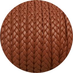 Cordon de cuir plat tresse 5mm marron camel vendu au mètre
