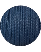 Cordon de cuir rond tresse 3mm bleu gris en vente au cm