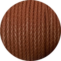 Cordon de cuir rond tresse 3mm marron version 2 en vente au cm