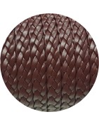 Cordon de cuir plat tresse 10mm bordeaux foncé en vente au cm