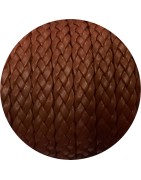 Cordon de cuir plat tresse 10mm marron version 2 en vente au cm