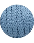 Cordon de cuir plat tresse 10mm bleu ciel en vente au cm