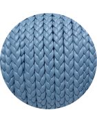 Cordon de cuir plat tresse 5mm ciel en vente au cm