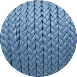 Cordon de cuir plat tresse 5mm ciel en vente au cm