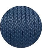 Cordon de cuir plat tresse 5mm bleu gris en vente au cm