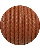 Cordon de cuir rond tressé de 5mm marron camel en vente au cm