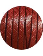 Cuir plat fantaisie bordeaux de 5mm hachures rouges en vente au cm