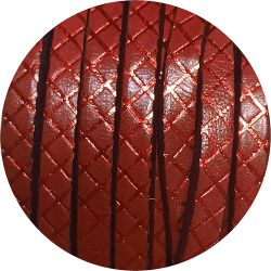 Cuir plat fantaisie bordeaux de 5mm hachures rouges en vente au cm