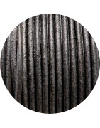 Cordon rond de cuir noir métallique mat pour bijouterie fantaisie-2mm-Europe